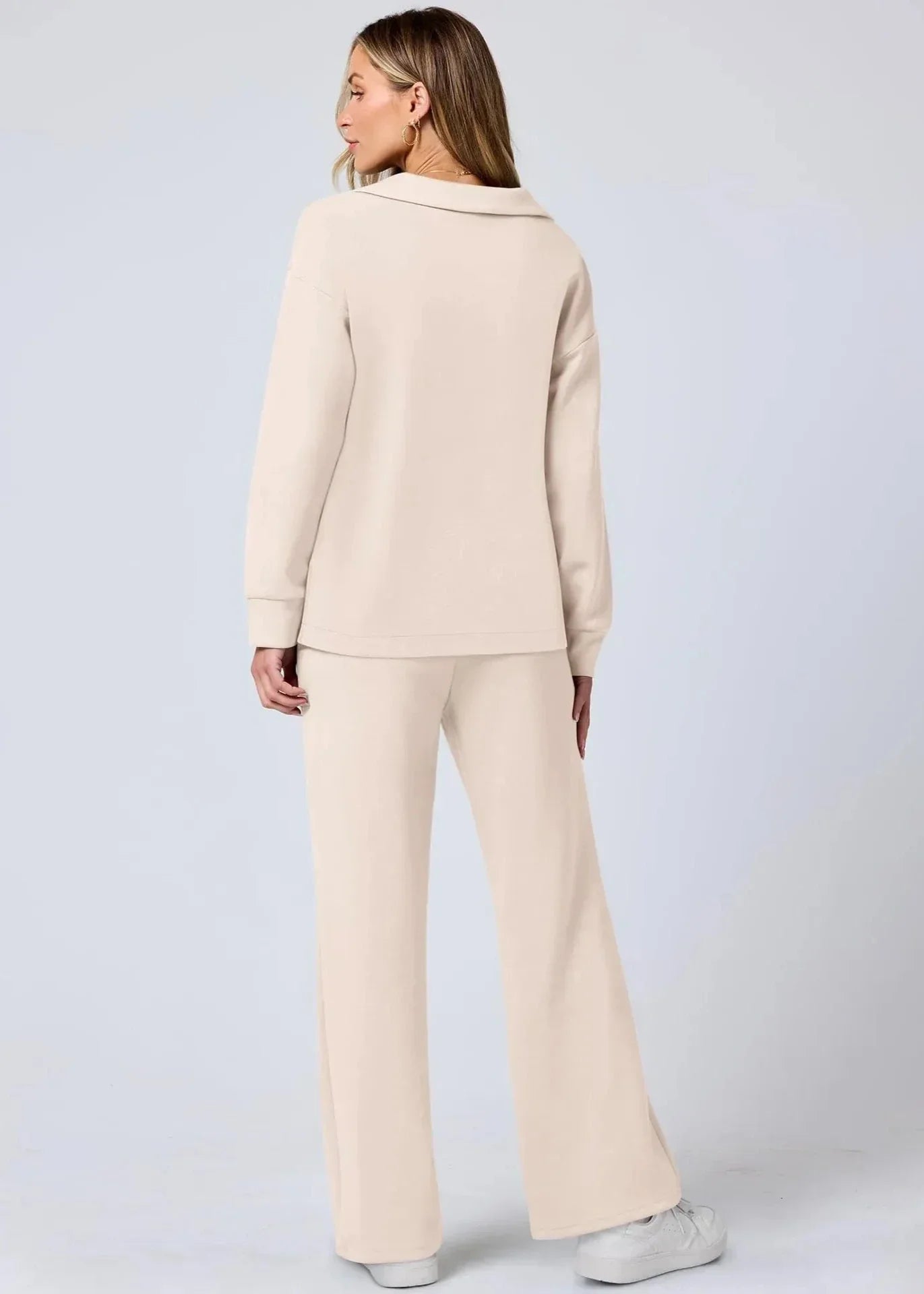Out-Shine | Collar Pullover & Wide-Leg Pants Set