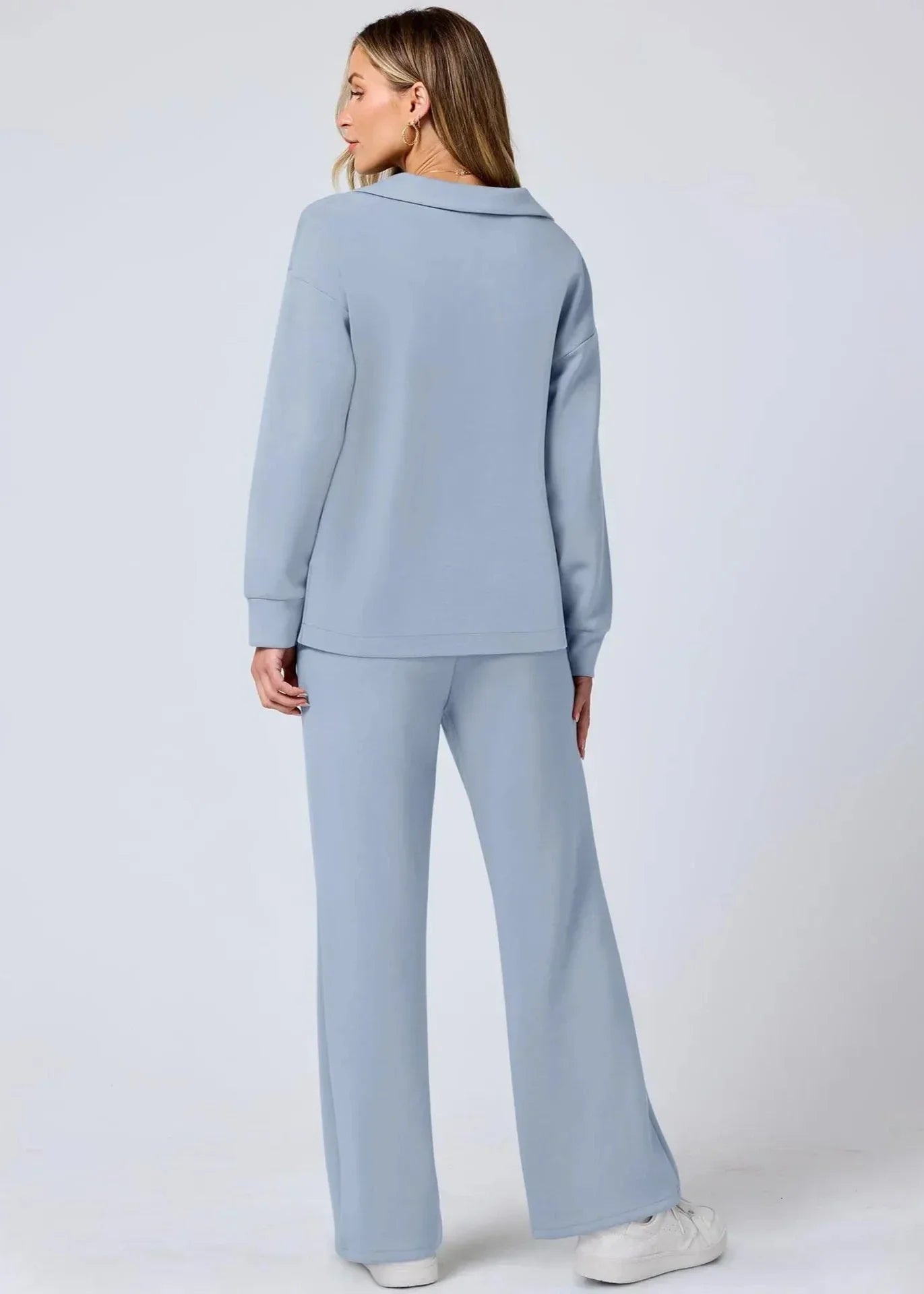 Out-Shine | Collar Pullover & Wide-Leg Pants Set
