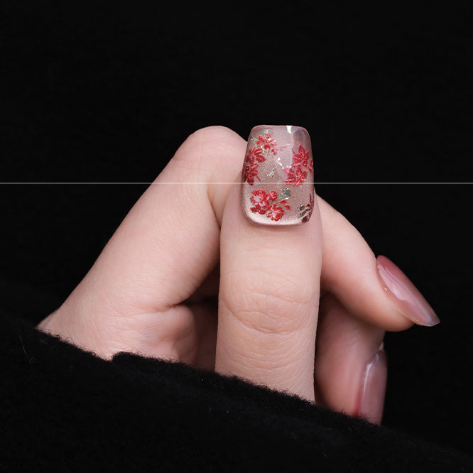 Out-Shine | Handmade Press-On Nails, Cat's Eye, Gilt Blush Plum Color