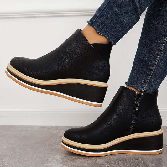 Out-Shine | Stylish Ankle Boots With Zipper And Platform