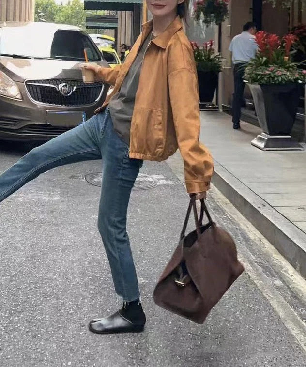 Out-Shine | Suede Brown Handbag