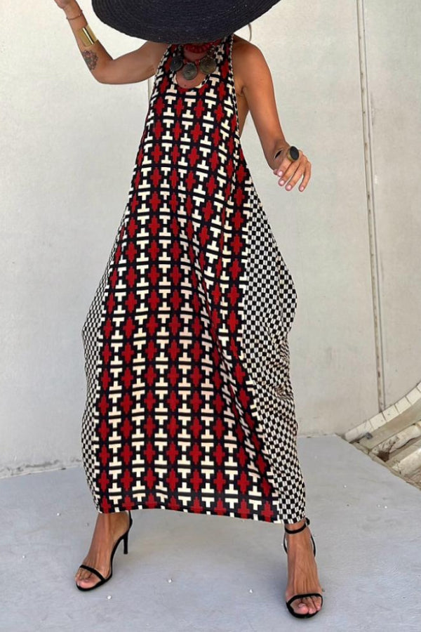 Deslumbra | Vestido largo a rayas negras y beige