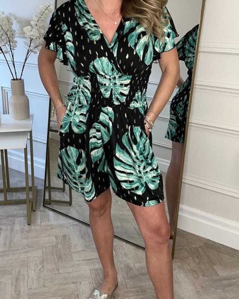 Deslumbra | Monos con bolsillo y estampado floral de lunares