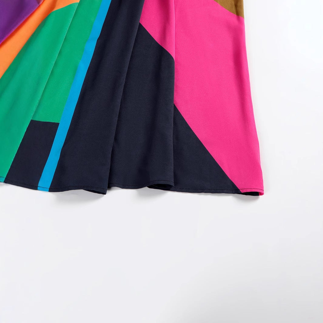 Out-Shine | Printed V-Neck Long Dress Elegant And Flowing Design