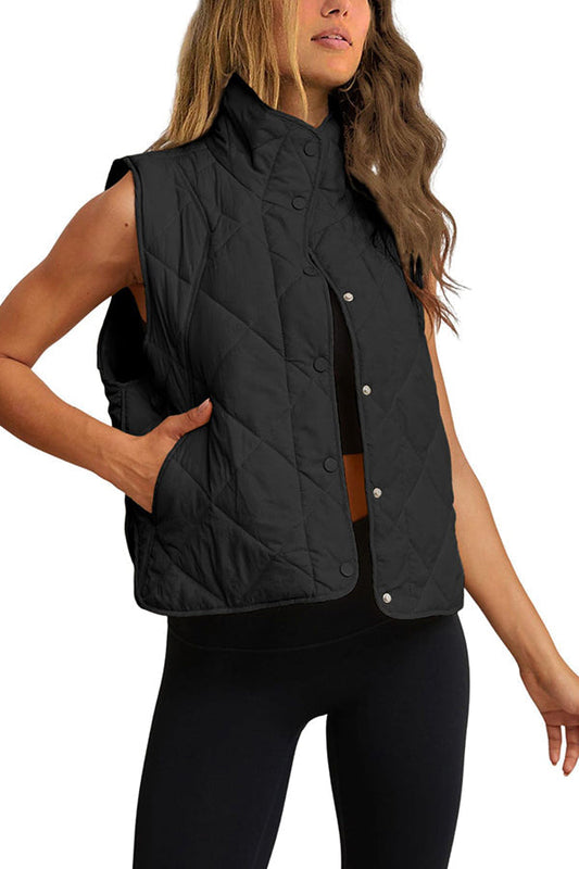 Brilla | Chaleco ligero de algodón con cuello alto y botones