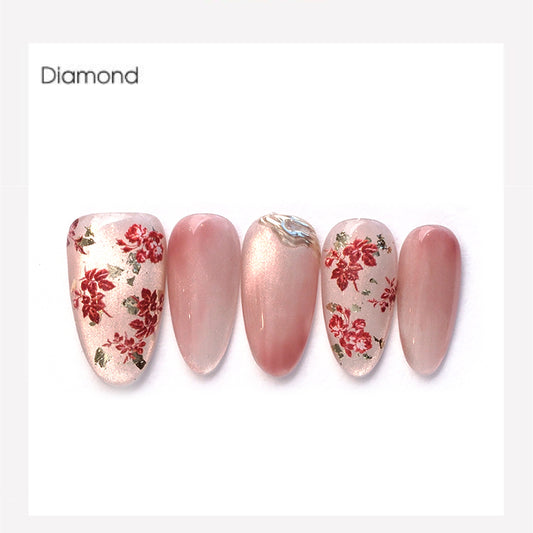 Out-Shine | Handmade Press-On Nails, Cat's Eye, Gilt Blush Plum Color