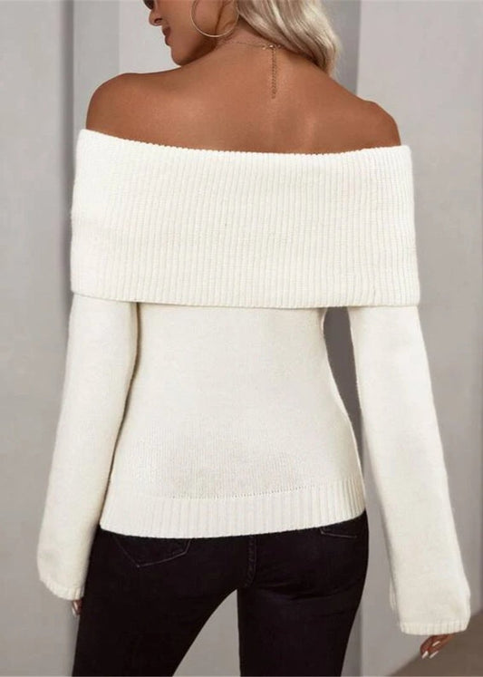 Out-Shine | Off-Shoulder Ribbed Sweater Slim Fit Style