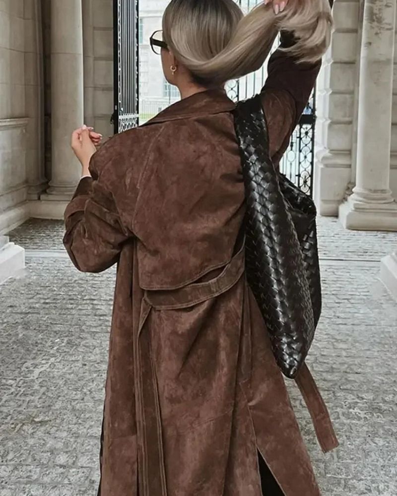 Brilla con luz propia | Abrigo largo de ante