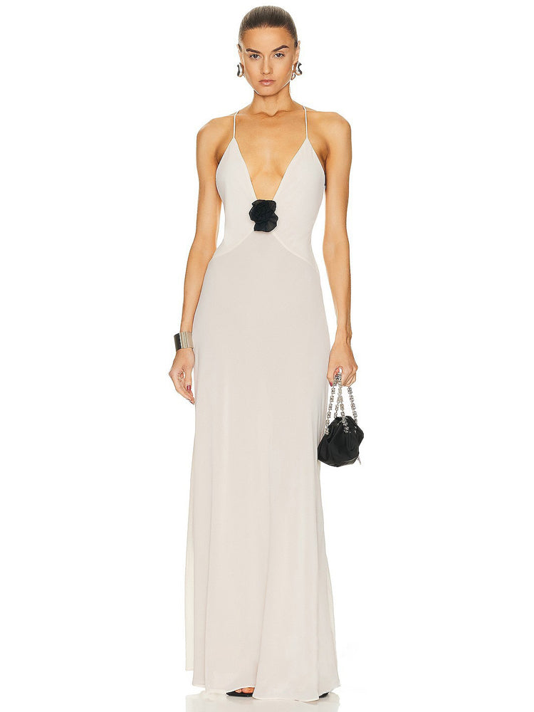 Deslumbra | Elegante vestido largo con estampado floral para mujer