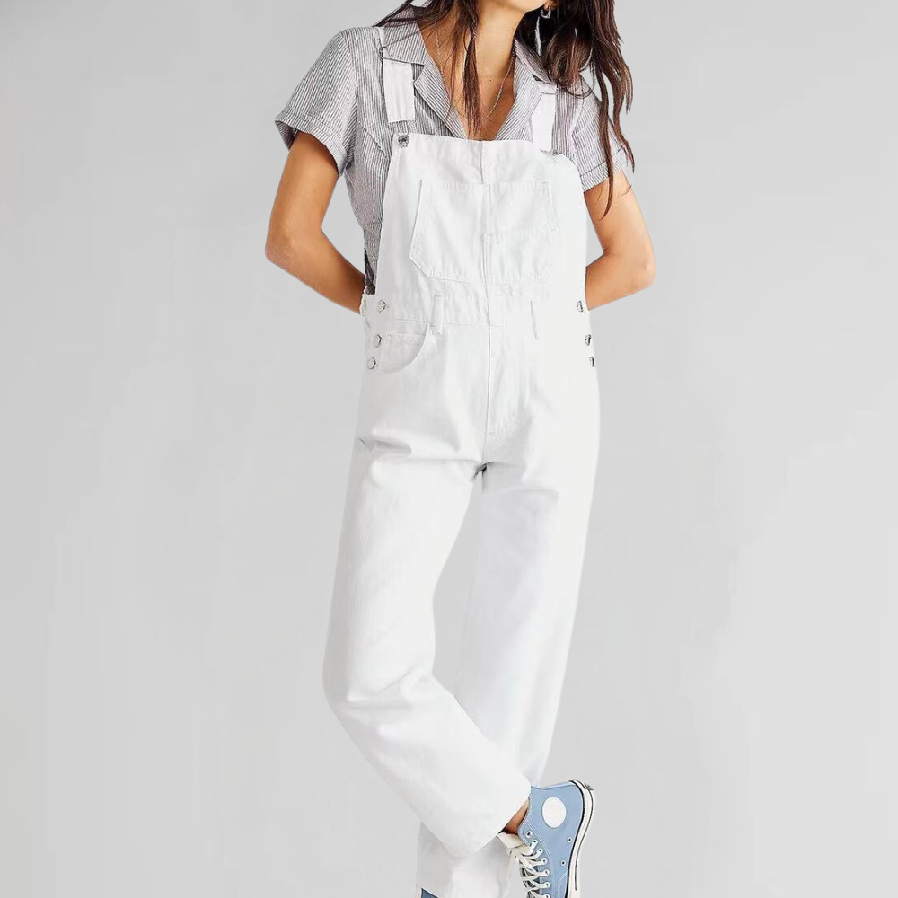 Out-Shine | Denim women's dungarees with cross-back design