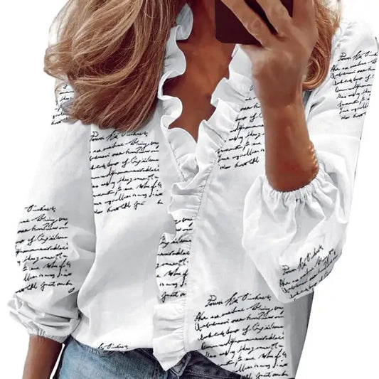 Deslumbra | Blusa elegante con volantes y mangas cortas