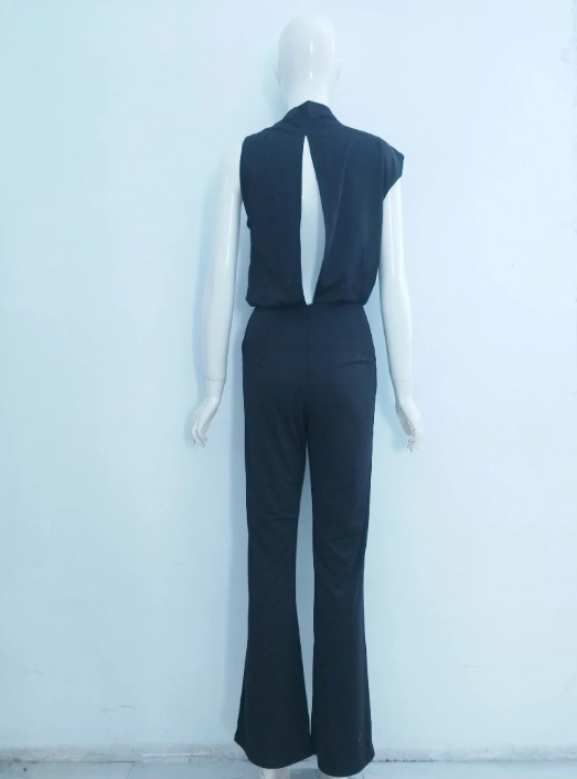 Out-Shine | Women's Jumpsuit With Round Neck, Armless And Wide Leg
