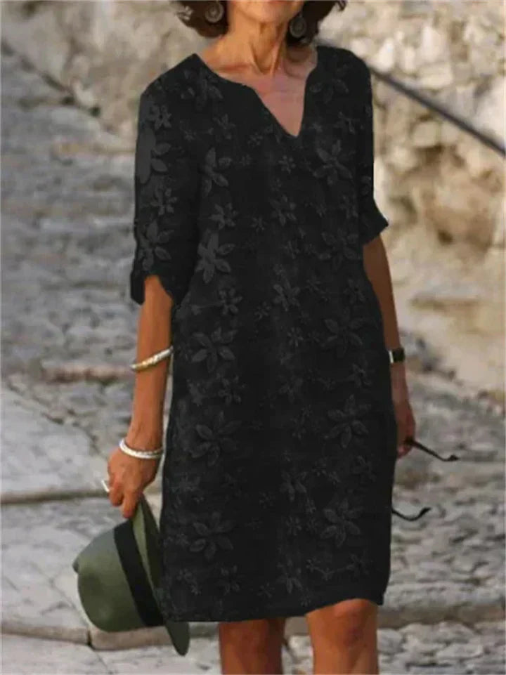 Deslumbra | Vestido de verano de algodón y lino con estampado floral