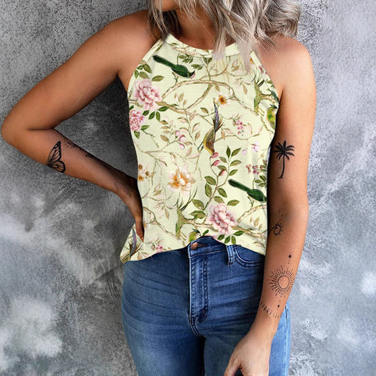 Deslumbra | Camiseta sin mangas ajustada con estampado floral vintage