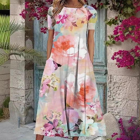 Deslumbra | Vestido corto de manga corta con estampado floral para primavera/verano