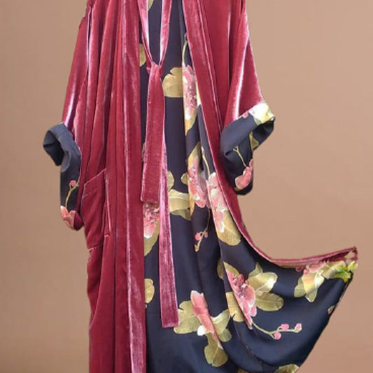 Out-Shine | Satin Digital Floral Size Cardigan Pajamas