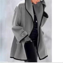 Out-Shine | Multi-Colored Loose Hooded Wool Coat