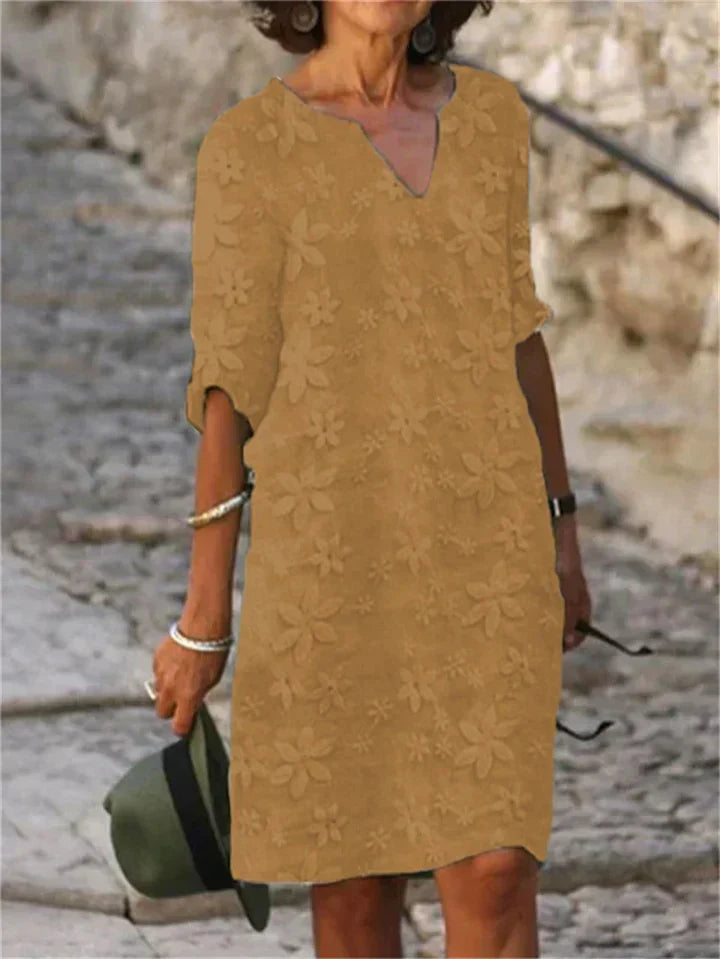 Deslumbra | Vestido de verano de algodón y lino con estampado floral