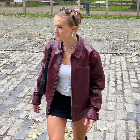 Out-Shine | Women's Oversized Leather Jacket