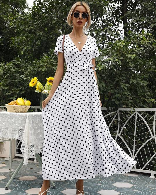Out-Shine | Printed Polka Dot Casual Dress