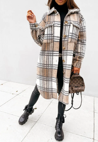 Out-Shine | Long Patterned Coat With Stylish Design
