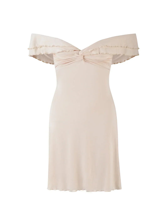 Deslumbra | Minivestido beige nieve