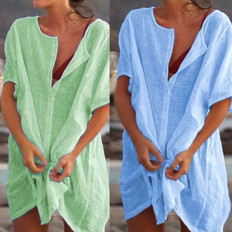 Deslumbra | Vestido playero chic de lino para mujer