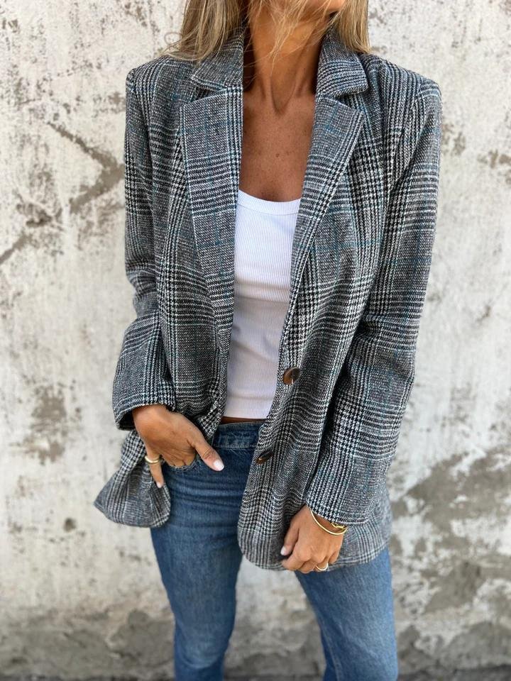 Out-Shine | Stylish Checkered Blazer