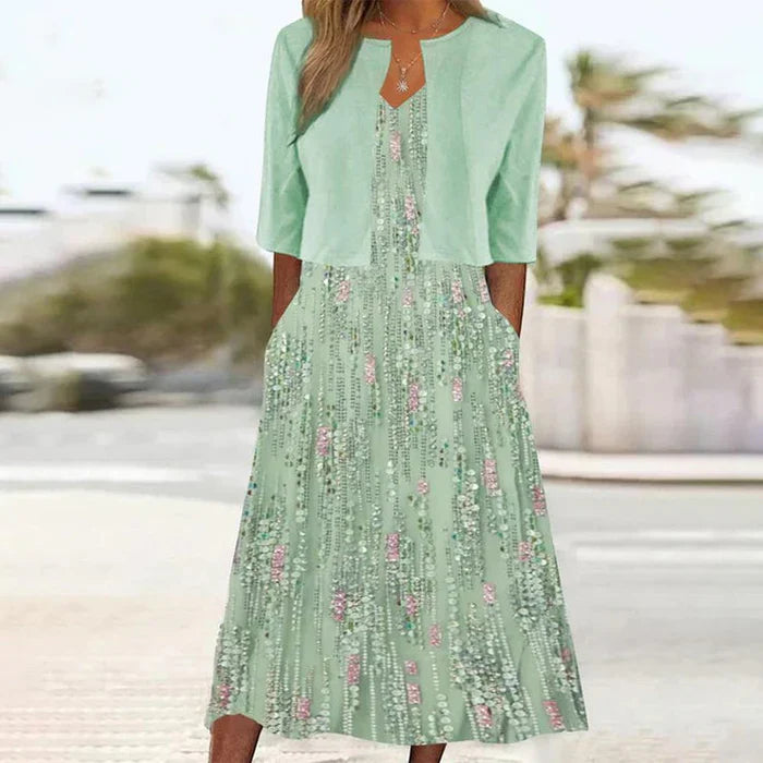 Deslumbra | Vestido midi de dos piezas con estampado floral