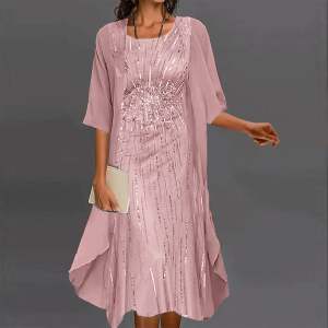 Deslumbra | Conjunto de dos piezas de vestido de gasa estampado informal