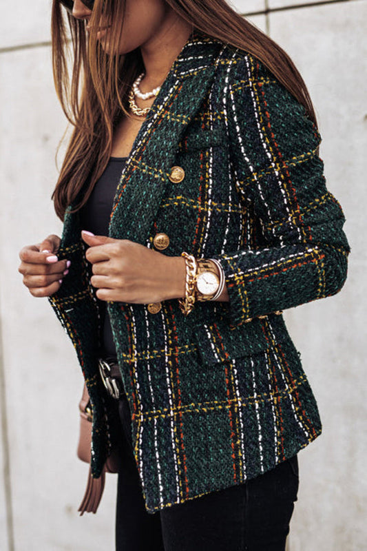 Out-Shine | Catch Double Breasted Plaid Blazer
