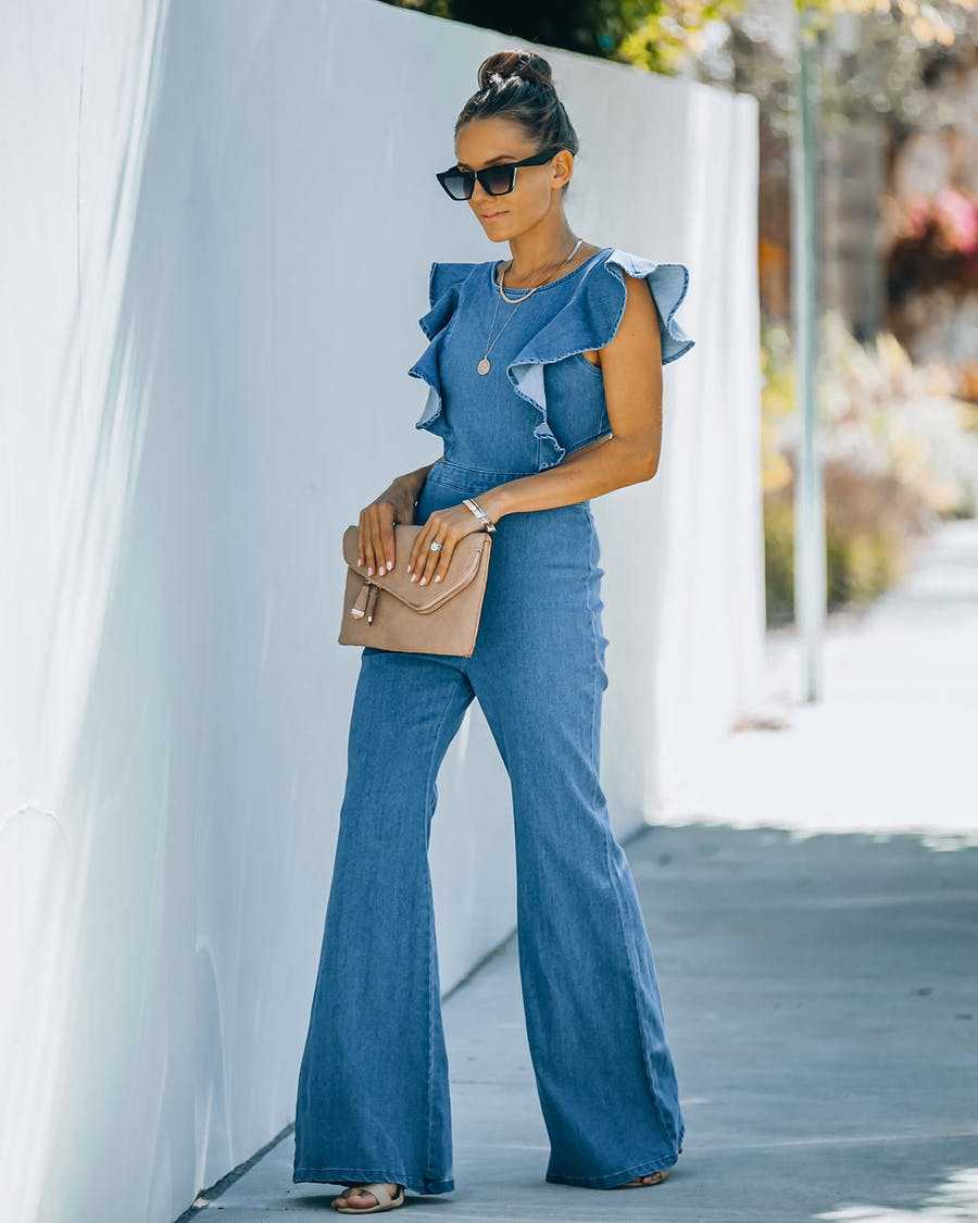 Out-Shine | Color Slim Round Neck Women's Jumpsuit