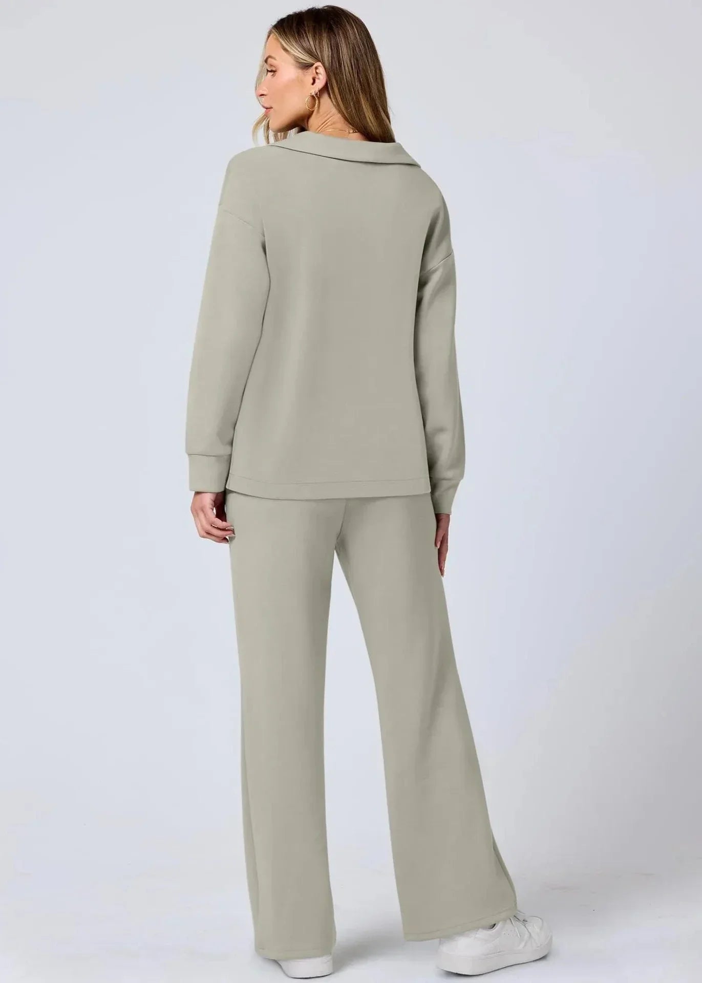 Out-Shine | Collar Pullover & Wide-Leg Pants Set