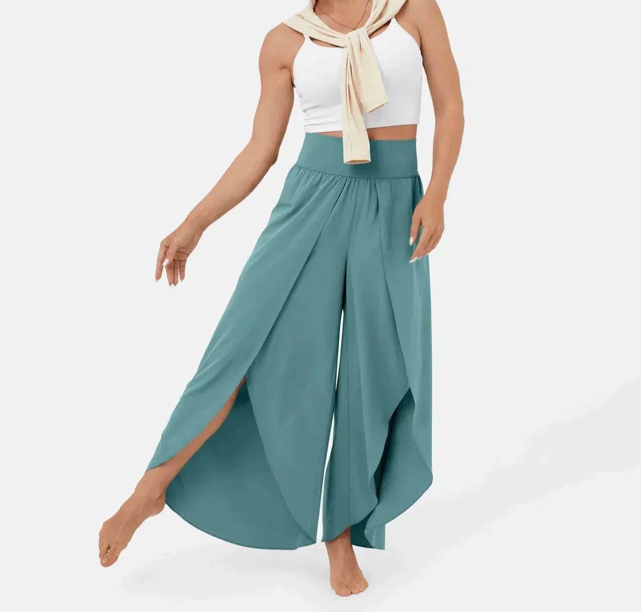 Out-Shine | Pantalones de mujer súper ligeros, frescos y negros con vuelo y shorts integrados