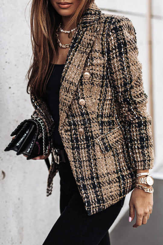 Out-Shine | Catch Double Breasted Plaid Blazer