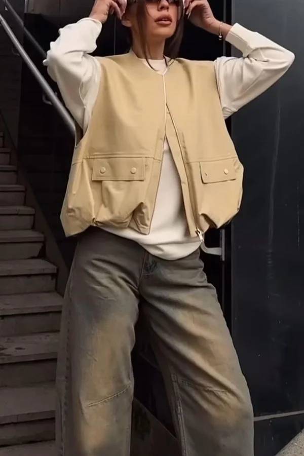 Out-Shine | Loose Sleeveless Pocket Casual Vest