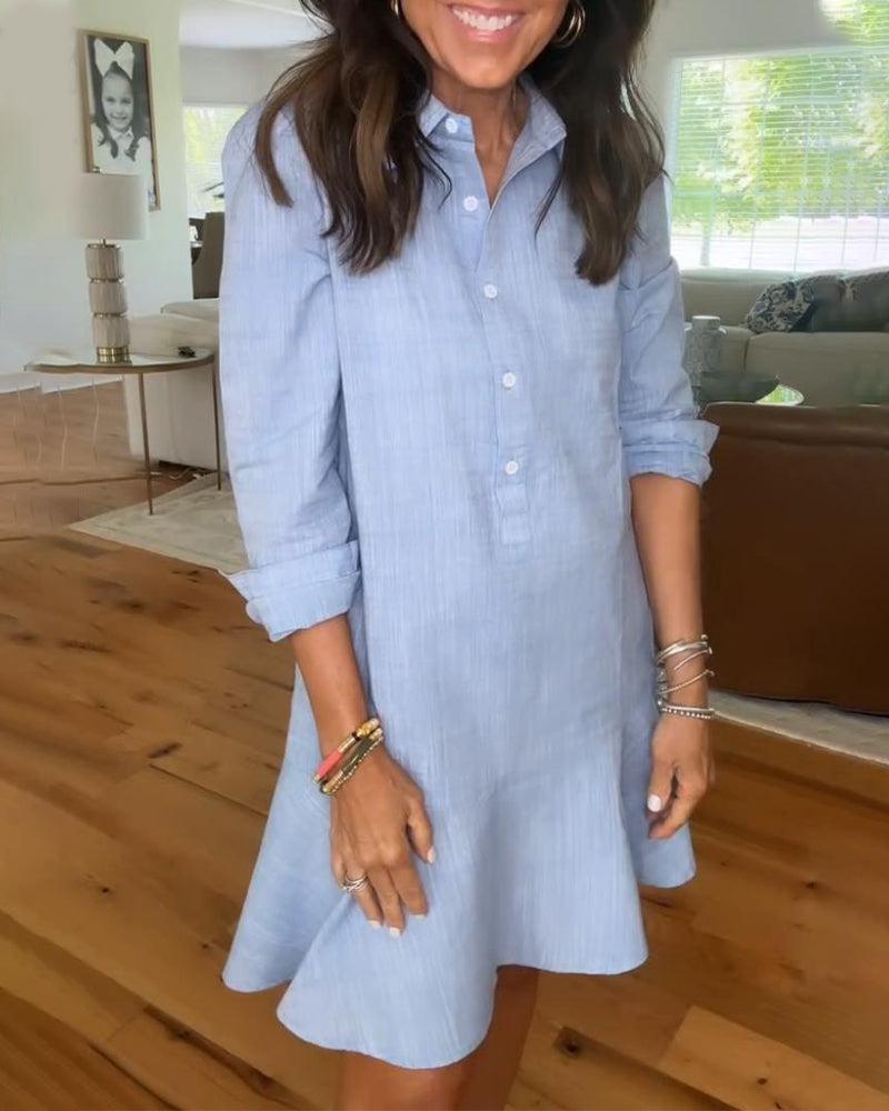 Out-Shine | Collar Buttons Down Ruffled Mini Dress