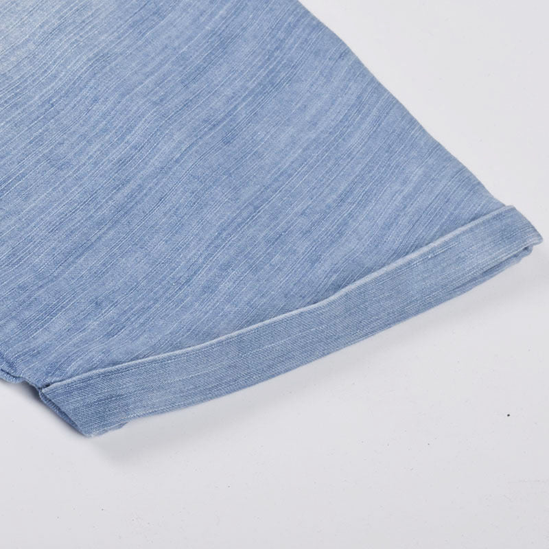 Deslumbra | Vestido camisero vaquero de manga corta con botones 