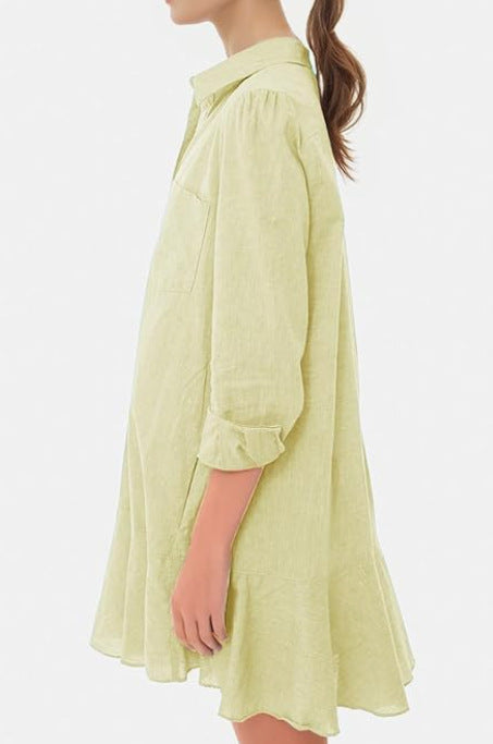 Out-Shine | Collar Buttons Down Ruffled Mini Dress