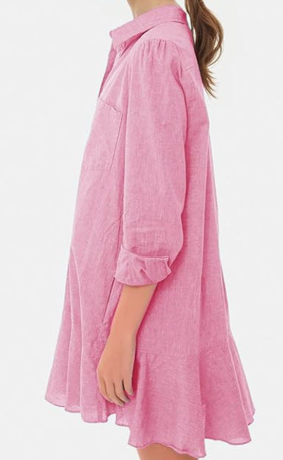 Out-Shine | Collar Buttons Down Ruffled Mini Dress