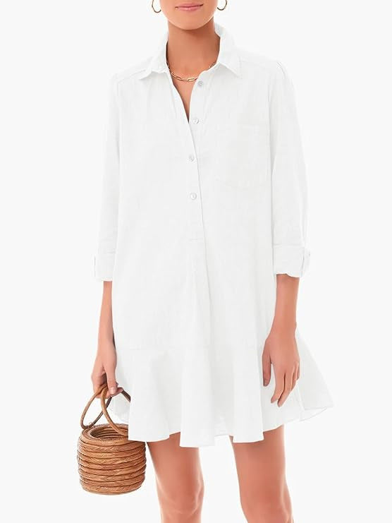 Out-Shine | Collar Buttons Down Ruffled Mini Dress