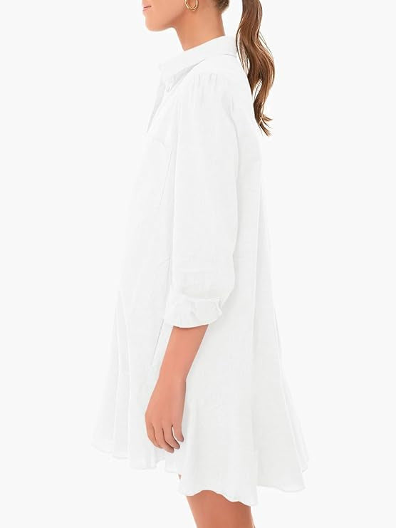 Out-Shine | Collar Buttons Down Ruffled Mini Dress