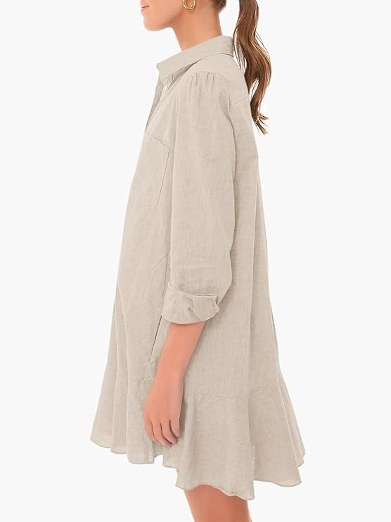 Out-Shine | Collar Buttons Down Ruffled Mini Dress