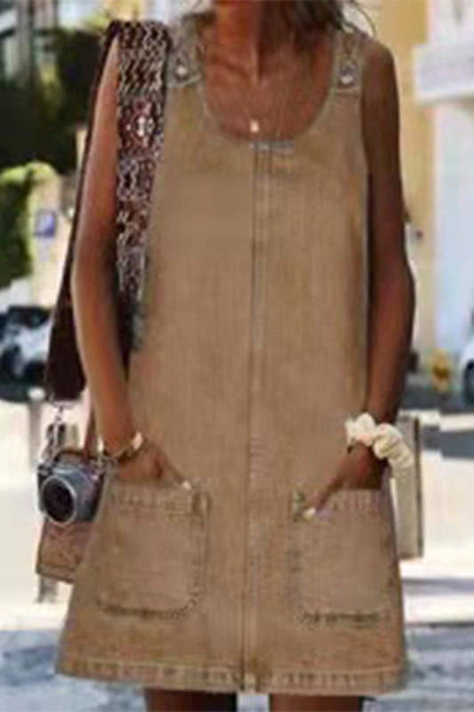 Deslumbra | Vestidos urbanos relajados de cuello en U con bolsillos 