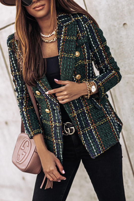 Out-Shine | Catch Double Breasted Plaid Blazer