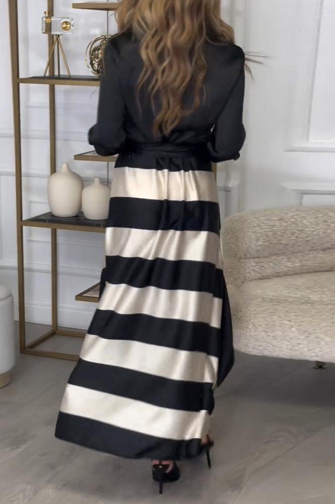 Out-Shine | Elegant Striped Dress With Belly Coverage