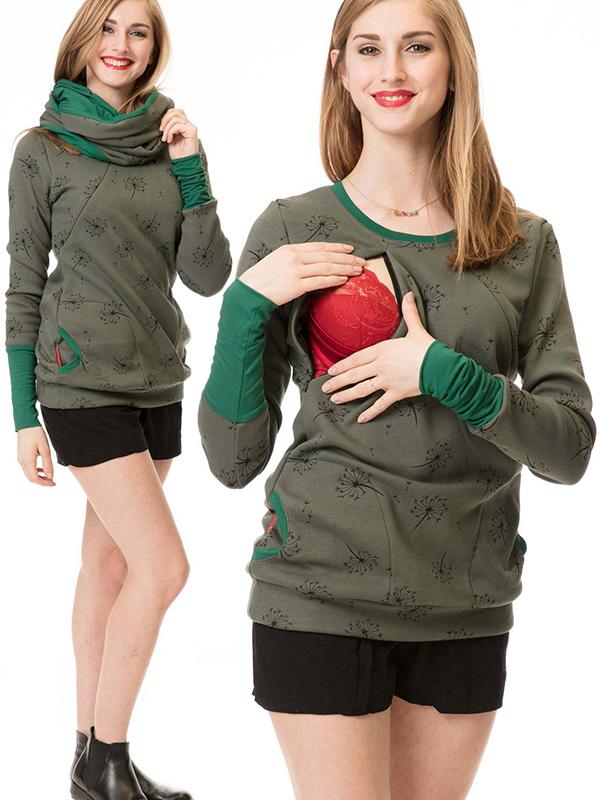 Superar el brillo | Schwangerschafts-Chaps, Krankenschwester-Sudaderas, estampado floral, bolsos, cremallera, lactancia