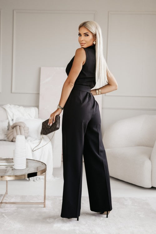 Out-Shine | Women's Elegant Jumpsuit Black And White
