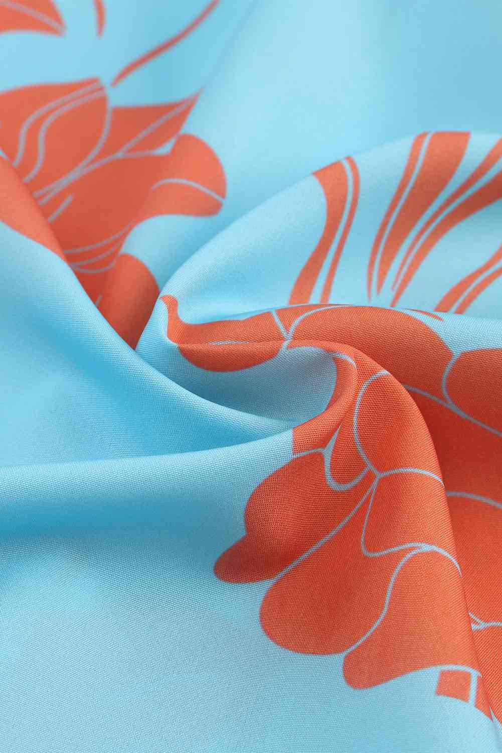 Out-Shine | Printed V - Neck Drawstring Waist Dress