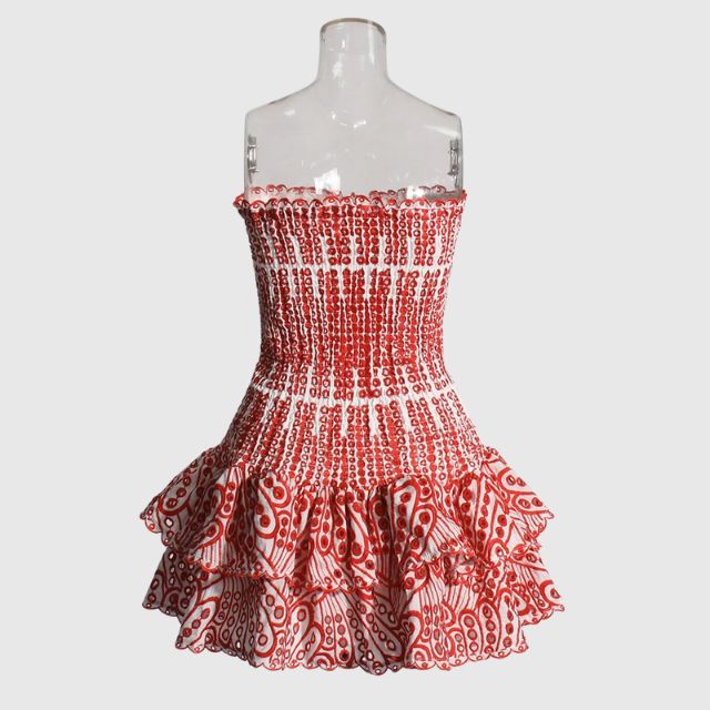 Deslumbra | Minivestido bandeau fruncido con estampado paisley azul